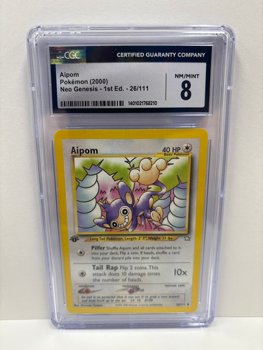 Pokemon Aipom 26/111 1st Edition CGC 8