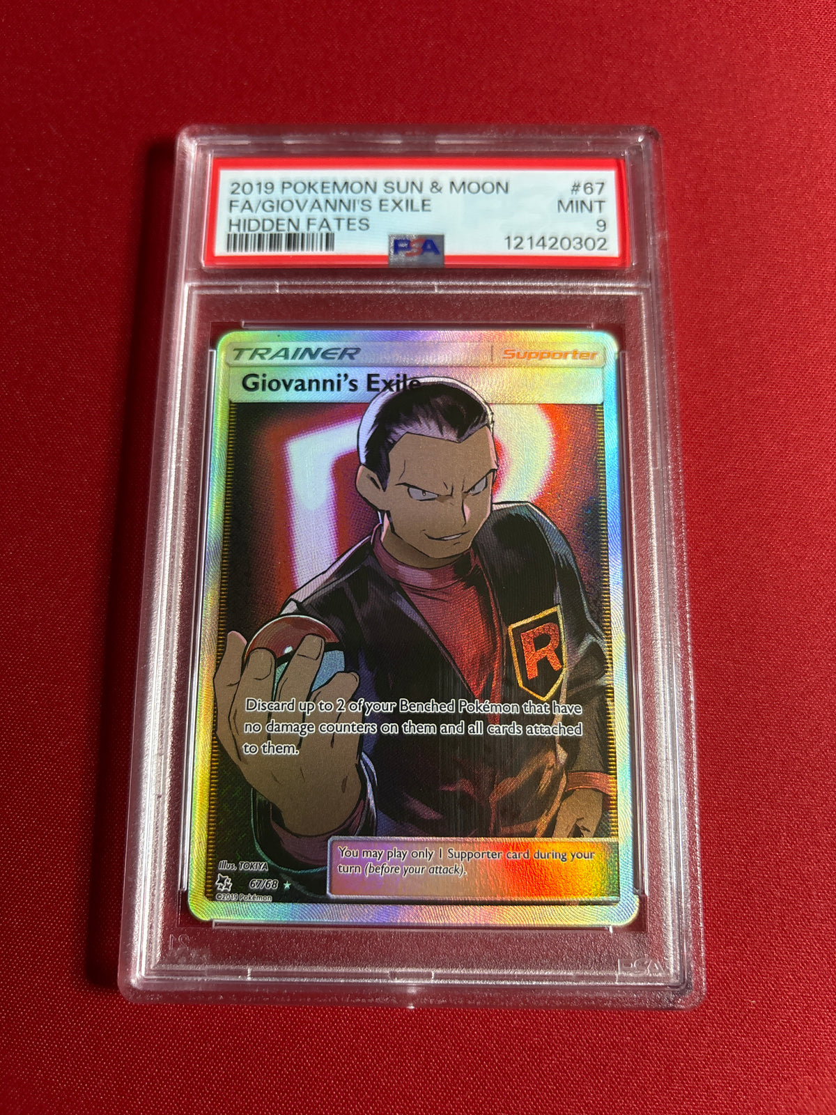 giovanni's exile pokemon card 67/68 PSA 9 – Zapp! Comics Condition - SKU:EX - 35458 2016 Pokémon Supporter Rarity The First Sliver -