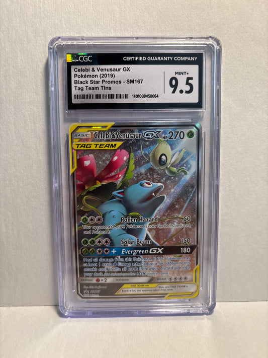 Pokemon Celebi & Venusaur GX SM167 CGC 9.5 (Scratches on Slab)