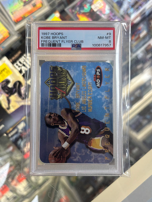 1997 NBA Hoops Kobe Bryant #9 Frequent Flyer Club PSA 8