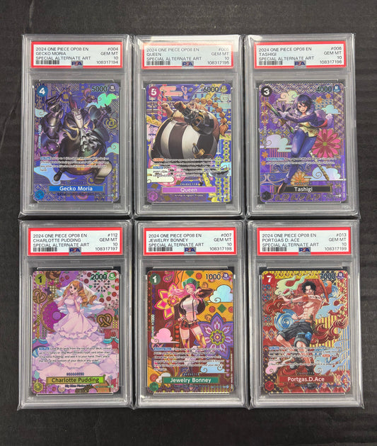 One Piece TCG OP08 Two Legends PSA 10 SP Set of 6 Cards (Sequential PSA Cert Numbers)