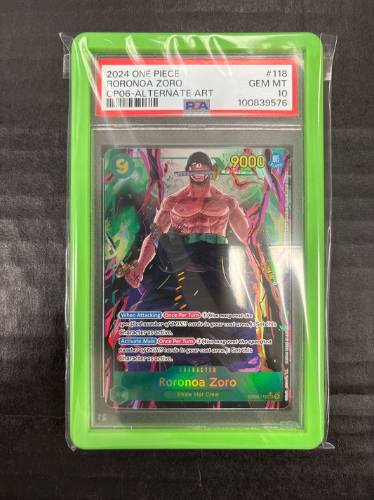 One Piece Card Game Roronoa Zoro OP06-118 Alt Art PSA 10