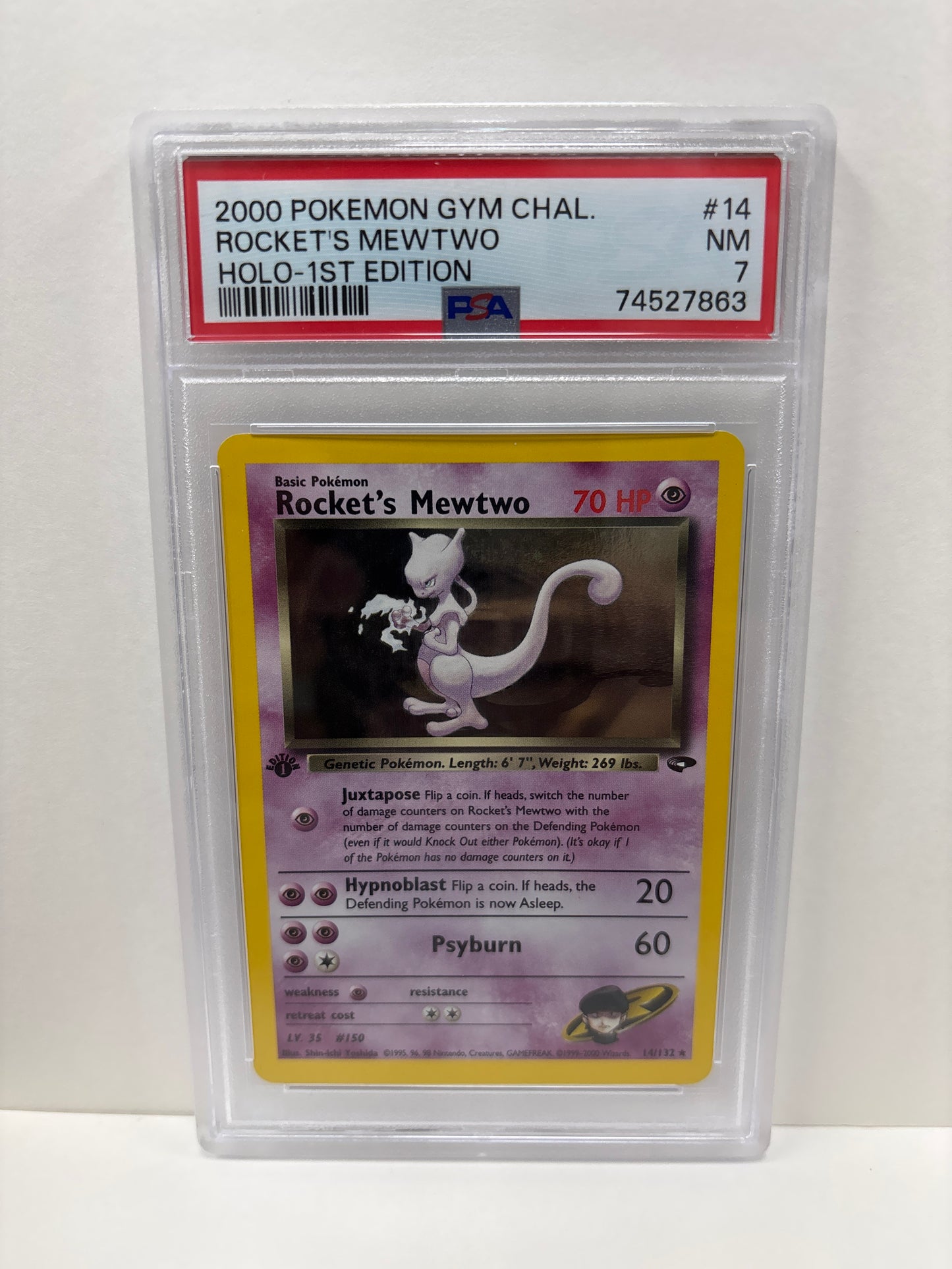 Pokemon Rocket’s Mewtwo 14/132 1st Edition (2000) PSA 7