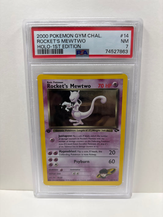 Pokemon Rocket’s Mewtwo 14/132 1st Edition (2000) PSA 7