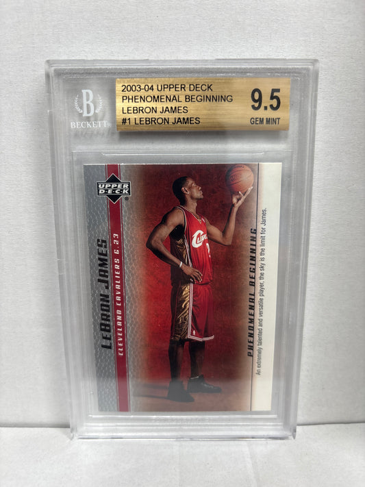 2003-04 Upper Deck Phenomenal Beginning LeBron James #1 Beckett 9.5