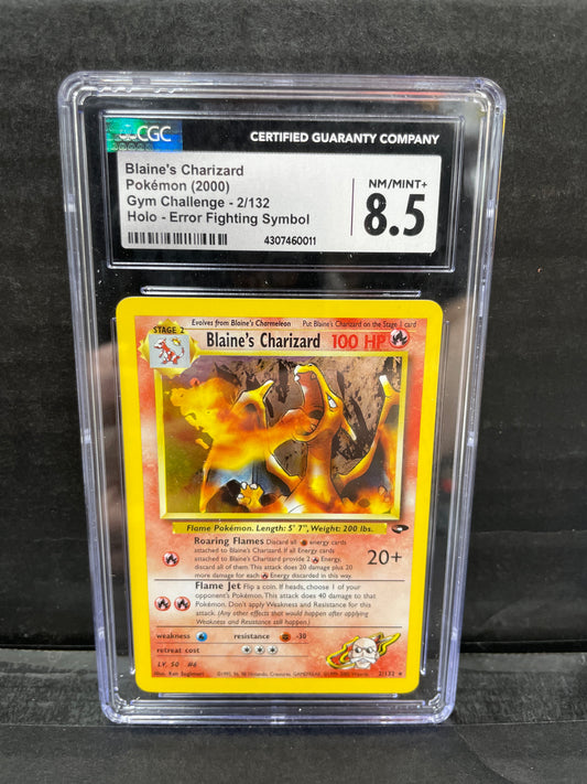 Pokemon Blaine’s Charizard 21/132 Error CGC 8.5