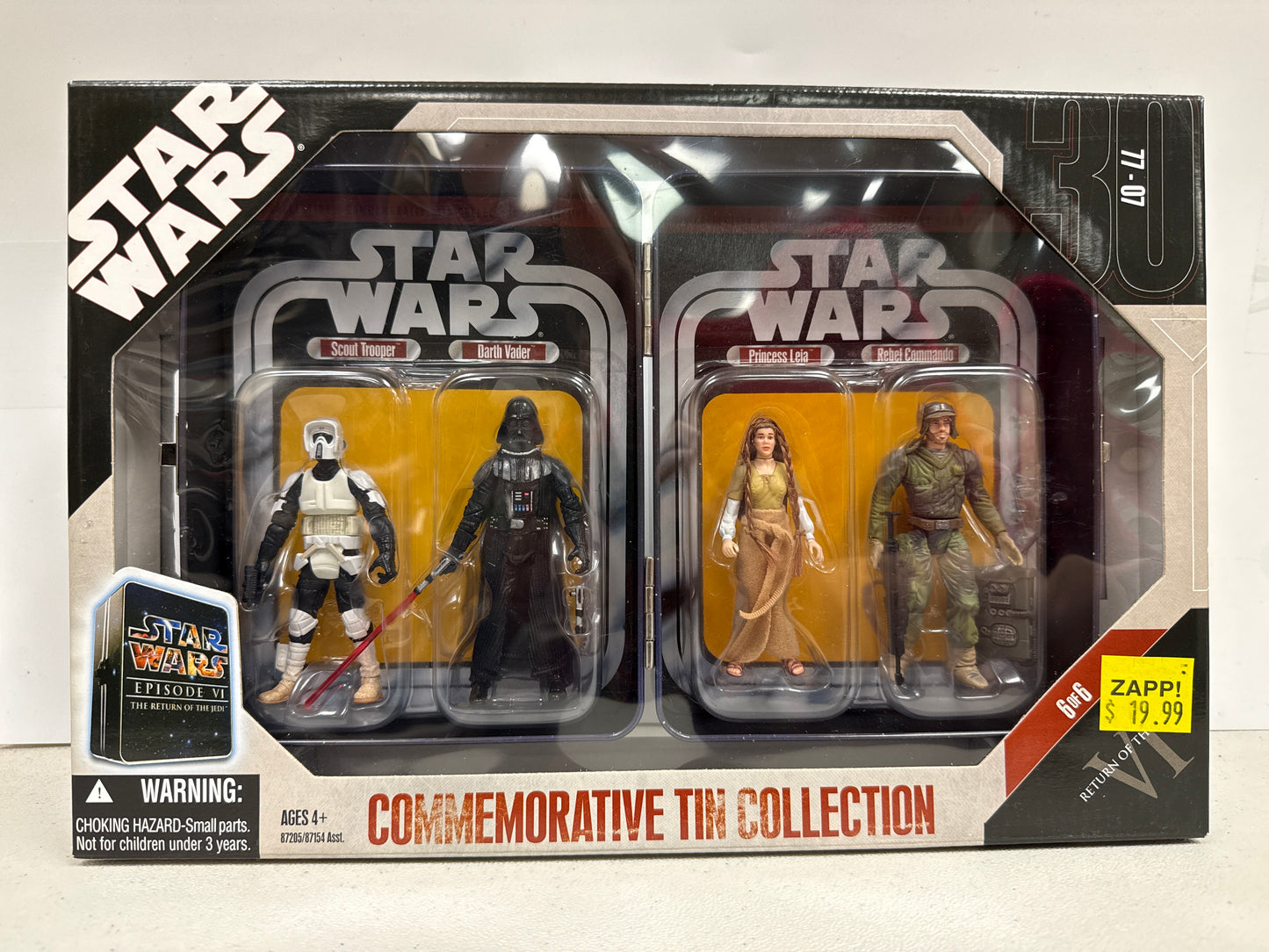 Star Wars Commemorative Tin Collection Return of the Jedi - Scout Trooper Darth Vader Princess Leia Rebel Commando