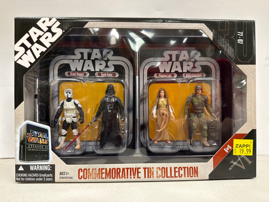 Star Wars Commemorative Tin Collection Return of the Jedi - Scout Trooper Darth Vader Princess Leia Rebel Commando
