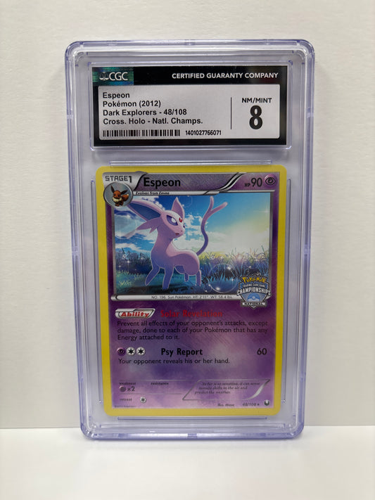 Pokemon Espeon 48/108 National Championships (2012) CGC 8 (Scratches on Slab)