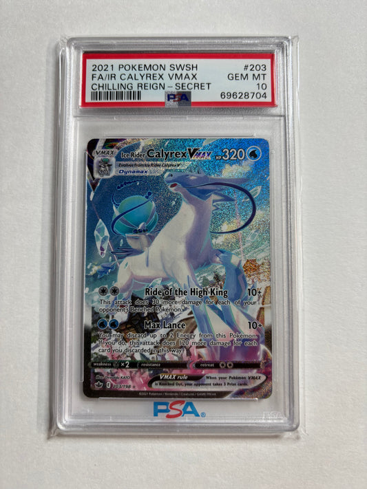 Pokemon Ice Rider Calyrex VMAX 203/198 PSA 10