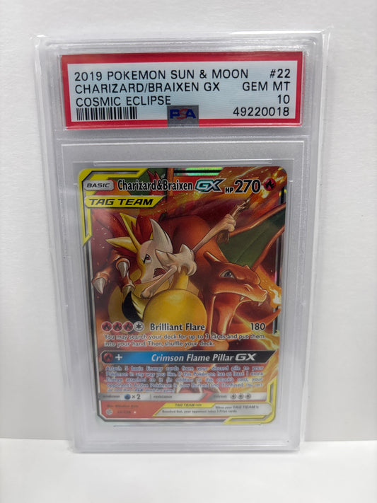 Pokemon Charizard & Braixen GX 22/236 PSA 10
