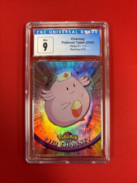 Pokemon Topps Series 2 Chansey #113 Rainbow FOIL (2000) CGC 9