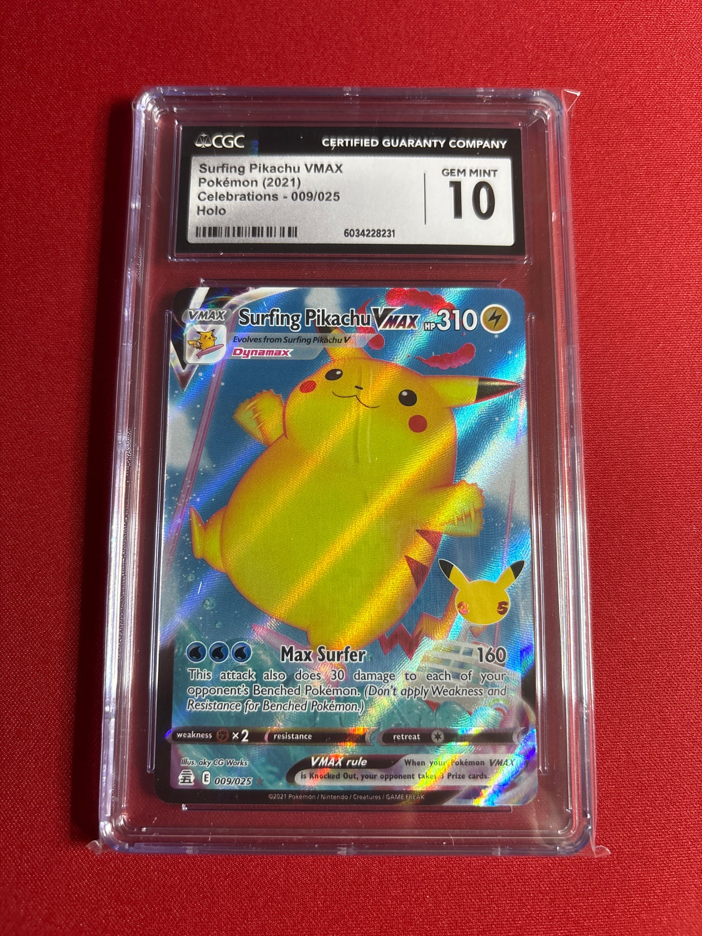 Pokemon Surfing Pikachu VMAX 009/025 CGC 10