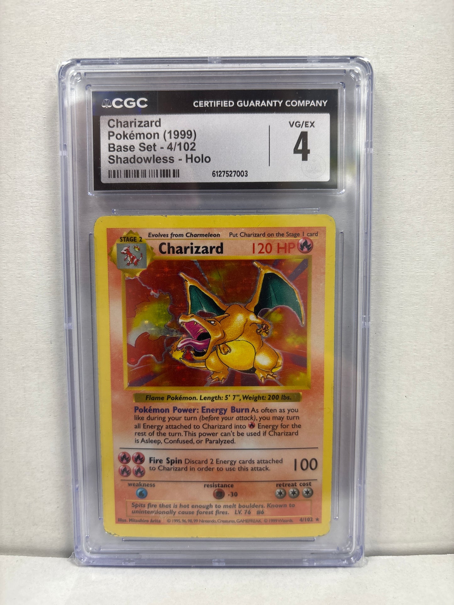 Pokemon Charizard 4/102 Shadowless (1999) CGC 4