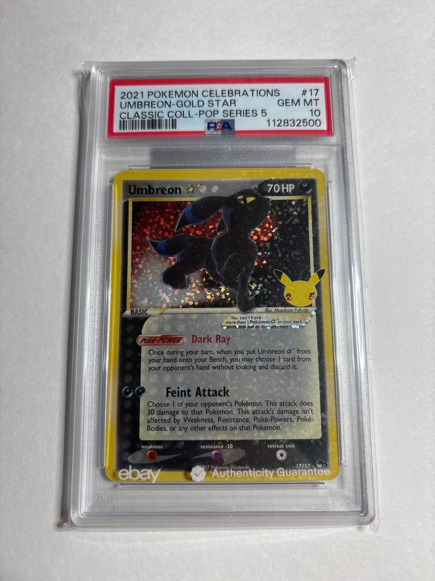 Pokemon Umbreon 17/17 (2021) Celebrations PSA 10