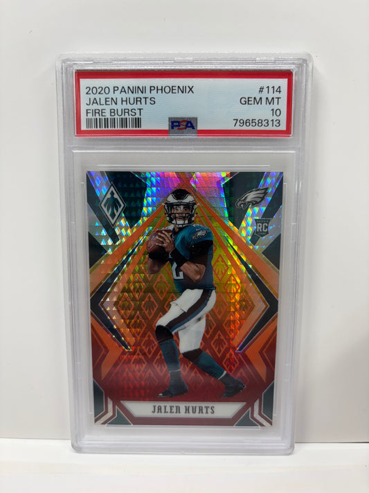 2020 Panini Phoenix Jalen Hurts #114 Fire Burst PSA 10