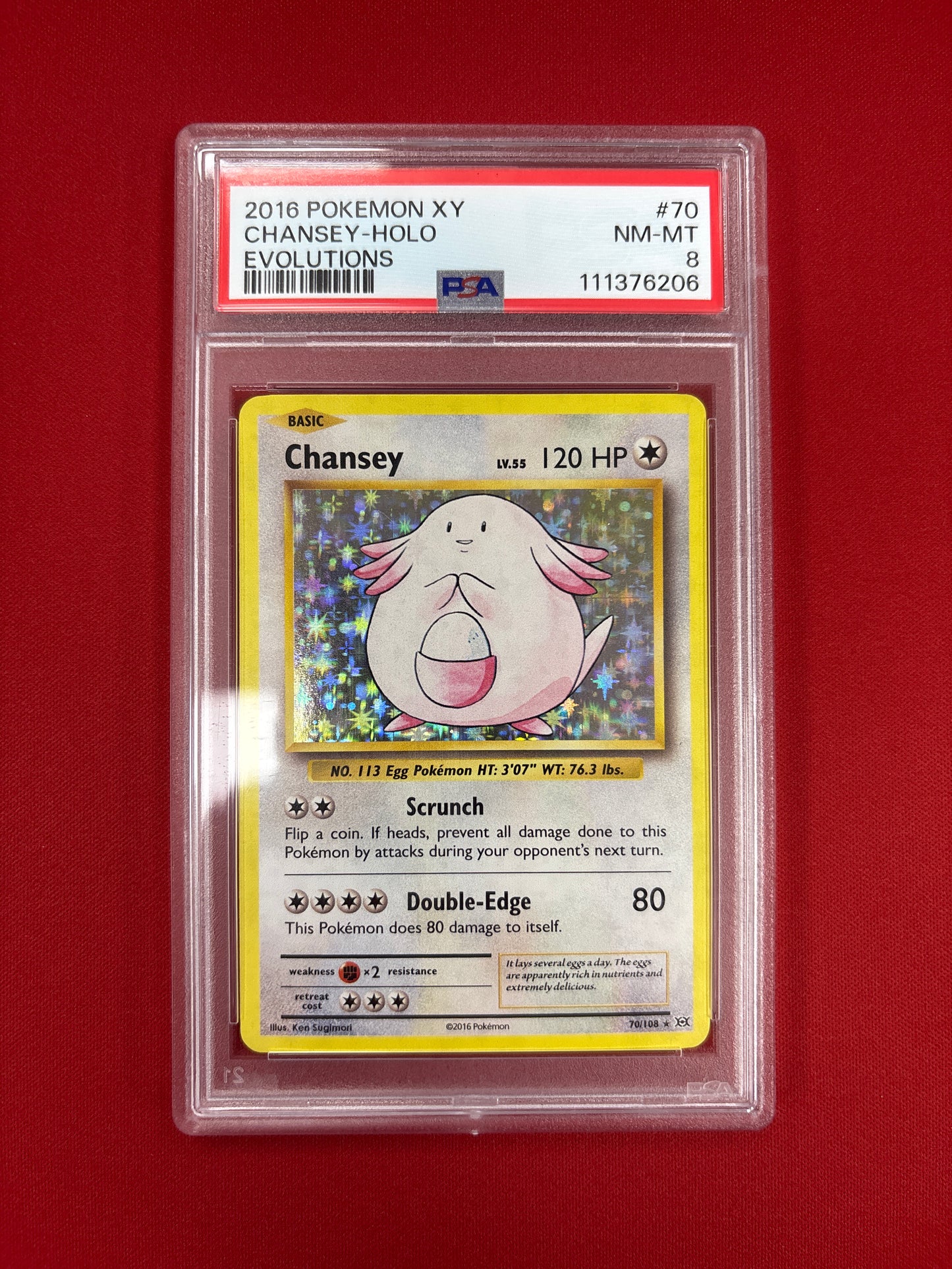 Pokemon Chansey 70/108 HOLO (2016) PSA 8