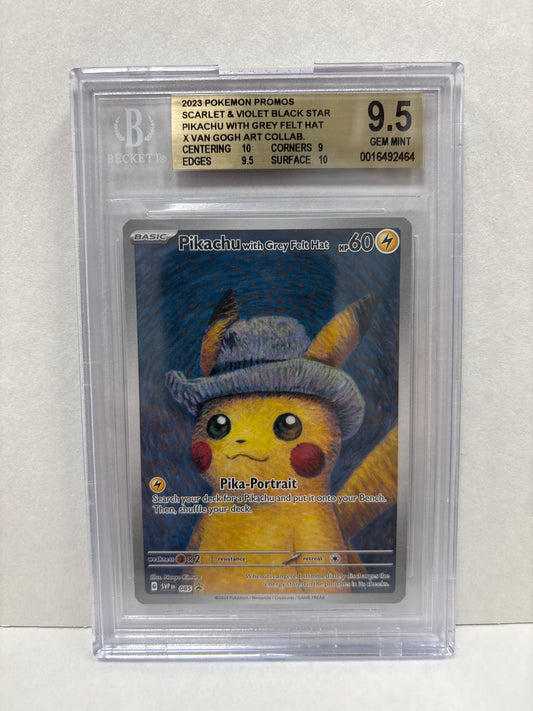 Pokemon Pikachu with Grey Felt Hat Beckett 9.5