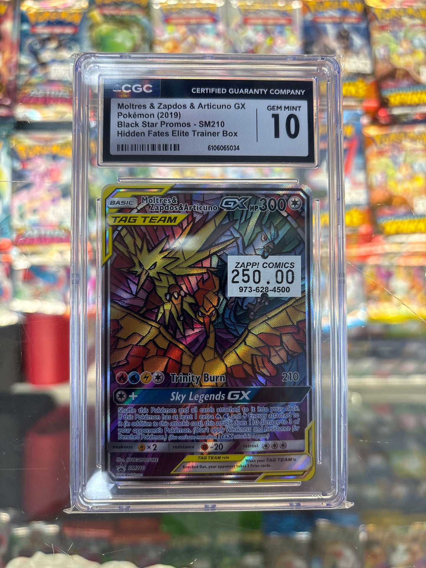 Pokemon Moltres & Zapdos & Articuno GX SM210 CGC 10