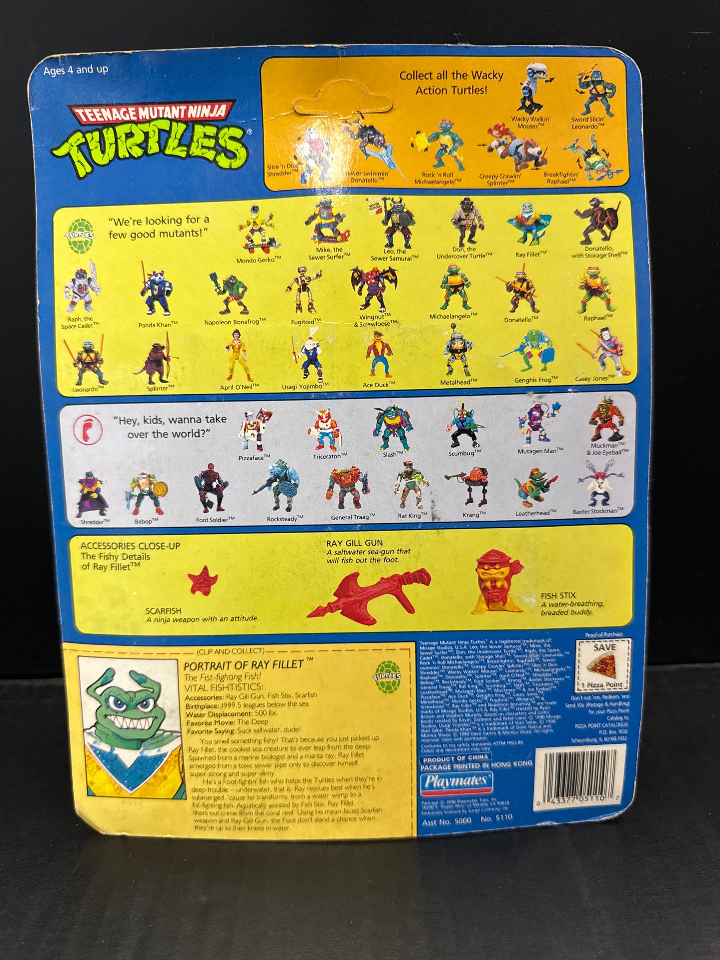 Teenage Mutant Ninja Turtles Ray Fillet 1990 Vintage (Box Damaged)