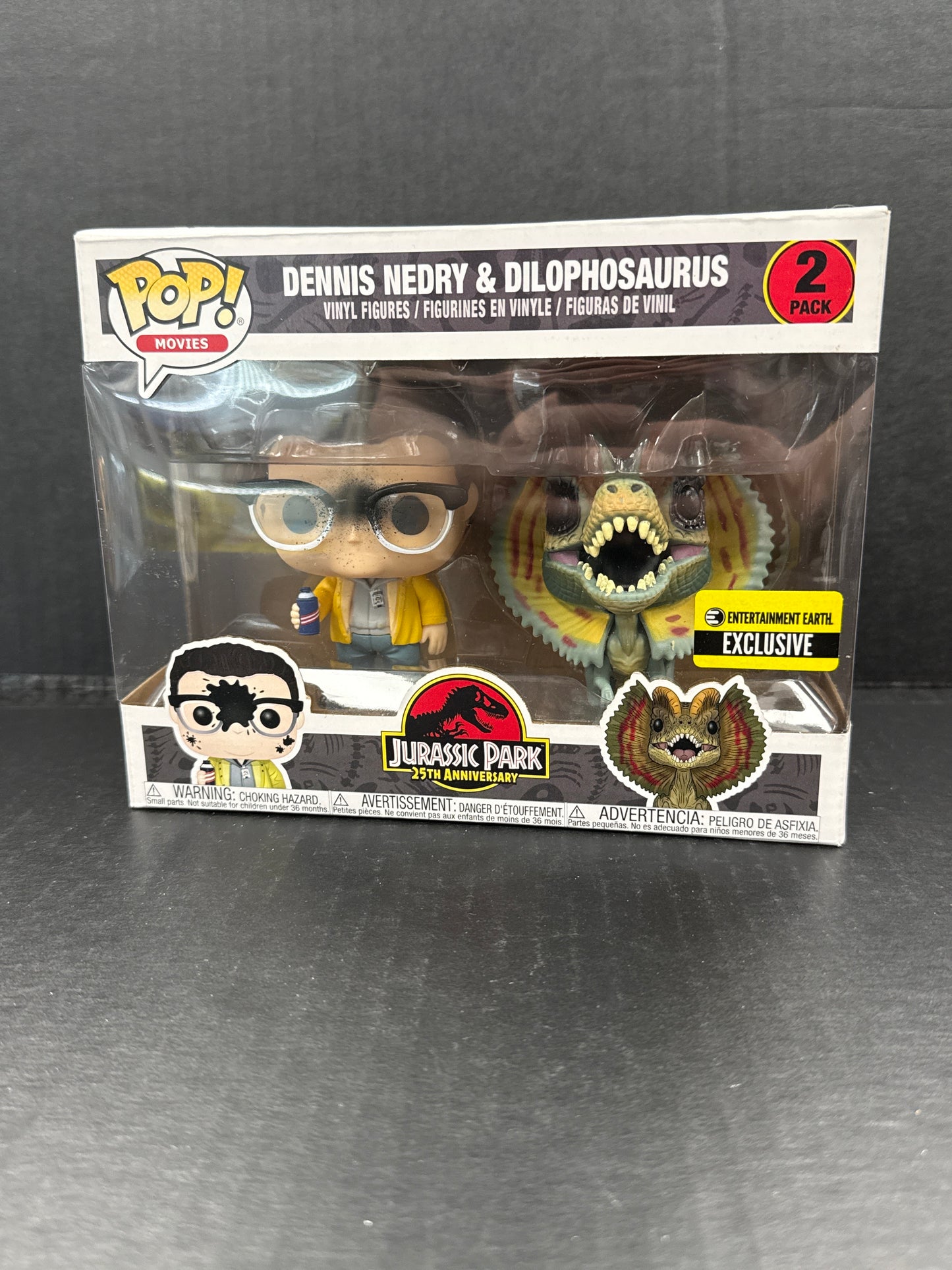 Funko Pop! Jurassic Park 25th Anniversary Dennis Nedry & Dilophosaurus 2 Pack Entertainment Earth Exclusive (Grade B)