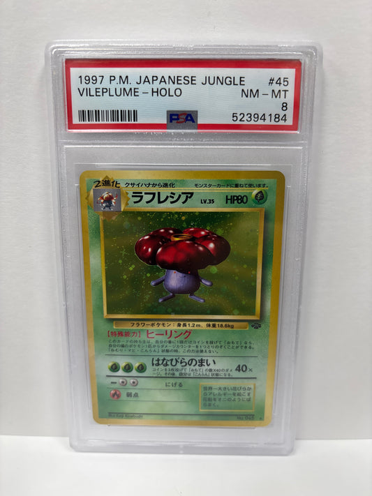 Pokemon Japanese Vileplume #045 (1997) PSA 8 (Scratches on Slab)