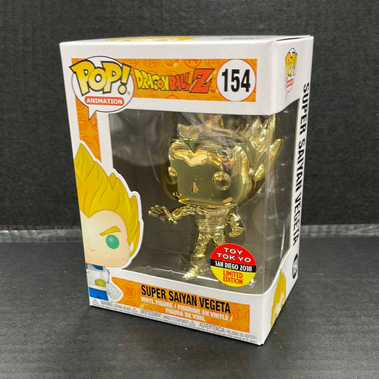 Funko Pop! Dragon Ball Z Super Saiyan Vegeta 154 Toy Tokyo 2018 Gold Chrome (Grade A-)
