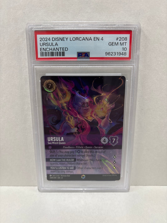 Disney Lorcana Ursula 208/204 Enchanted PSA 10