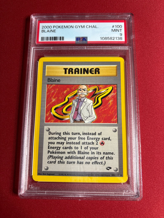Pokemon Blaine 100/132 Unlimited (2000) PSA 9