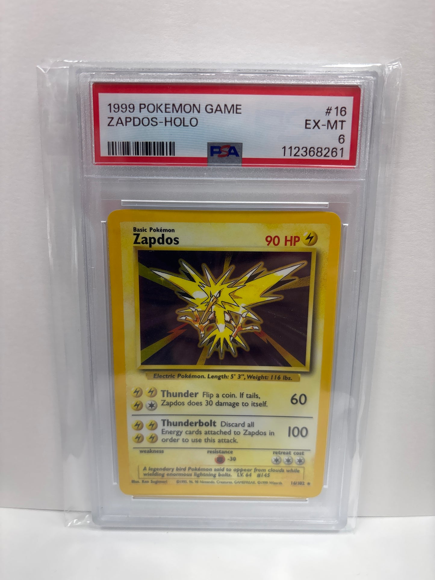 Pokemon Zapdos 16/102 (1999) PSA 6