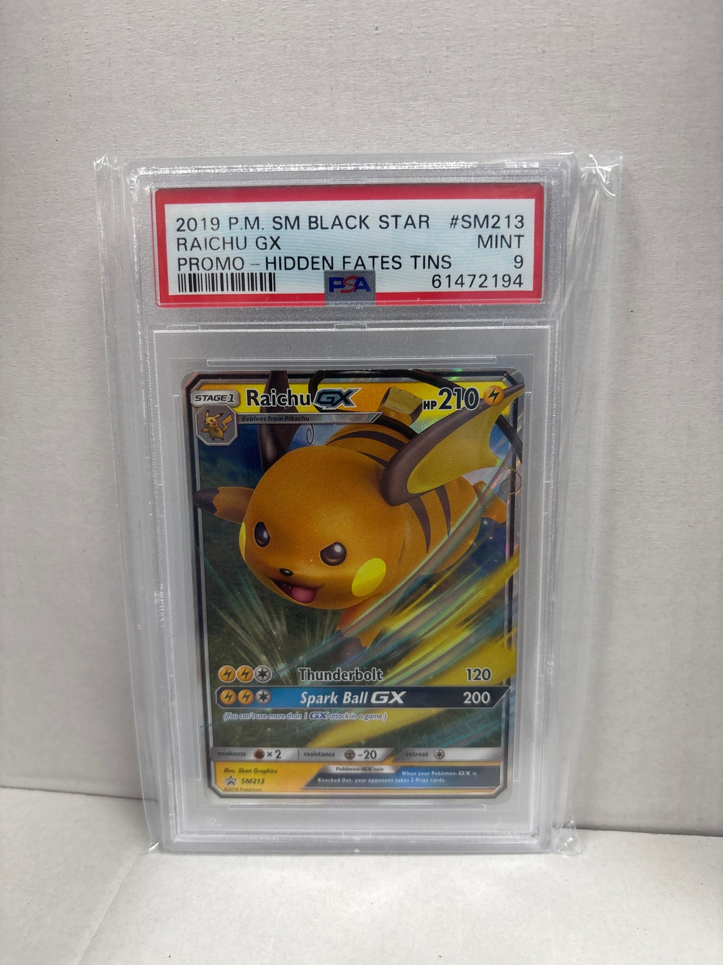 Pokemon Raichu GX SM213 PSA 9