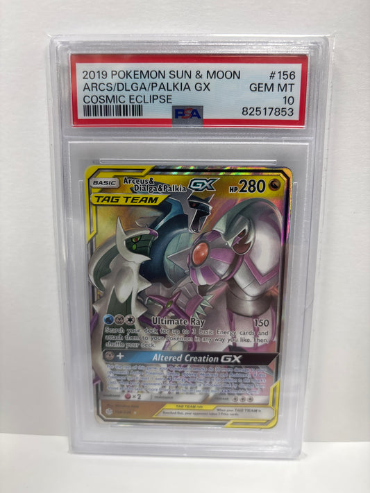 Pokemon Arceus & Dialga & Palkia GX 156/236 PSA 10
