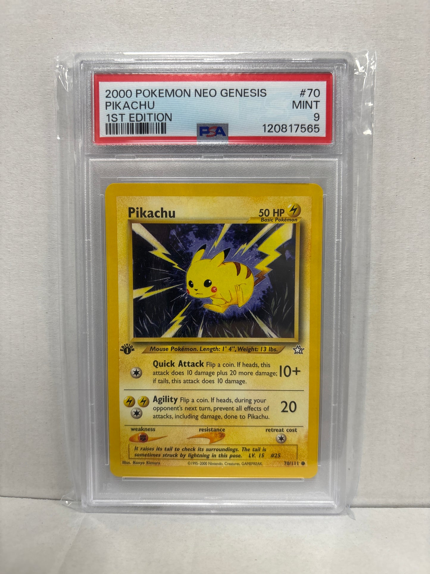 Pokemon Pikachu 70/111 1st Edition PSA 9