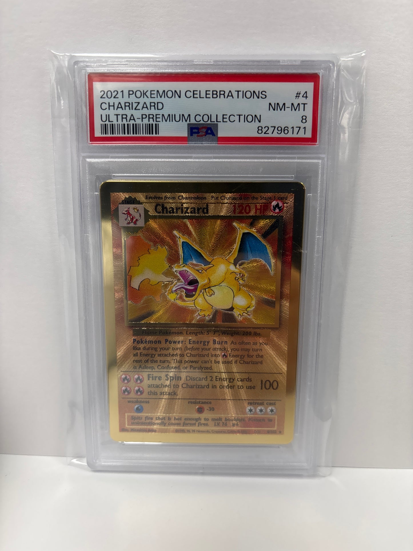 Pokemon Charizard 4/102 Celebrations UPC Metal Card (2021) PSA 8