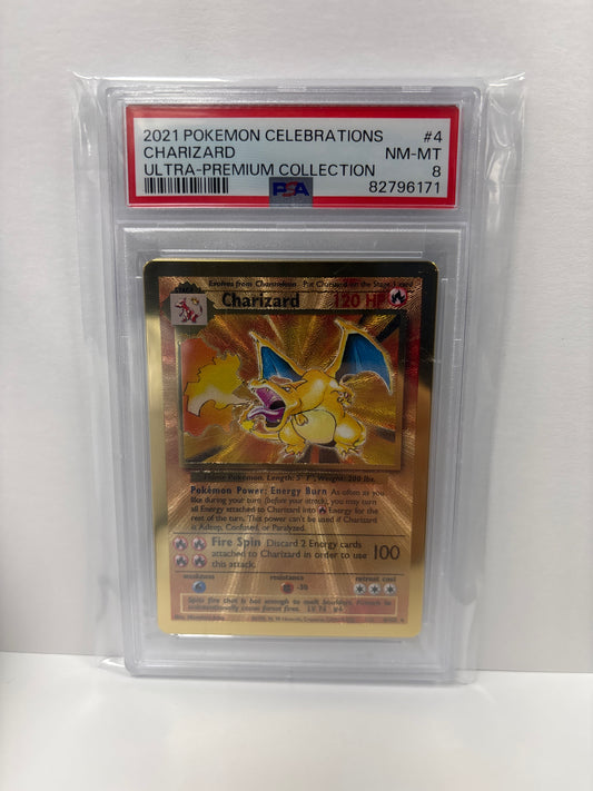 Pokemon Charizard 4/102 Celebrations UPC Metal Card (2021) PSA 8