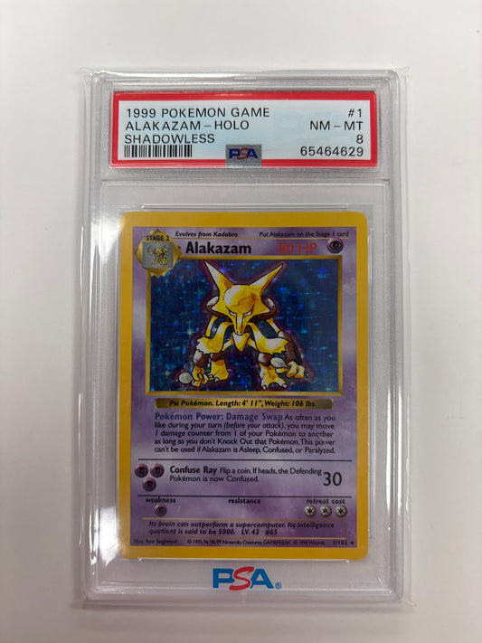 Pokemon Alakazam 1/102 Shadowless (1999) PSA 8