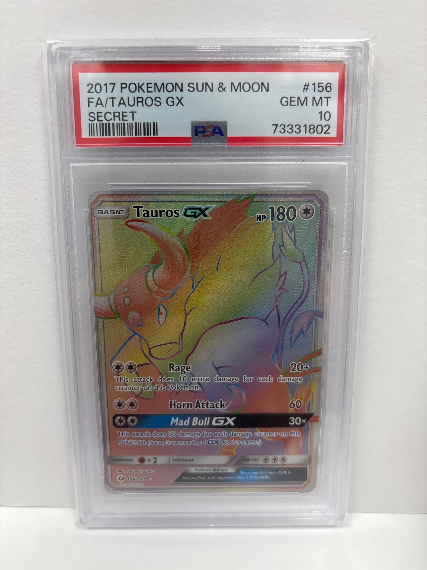 Pokemon Tauros GX 156/149 PSA 10
