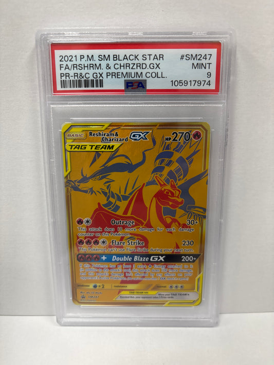 Pokemon Reshiram & Charizard GX SM247 PSA 9