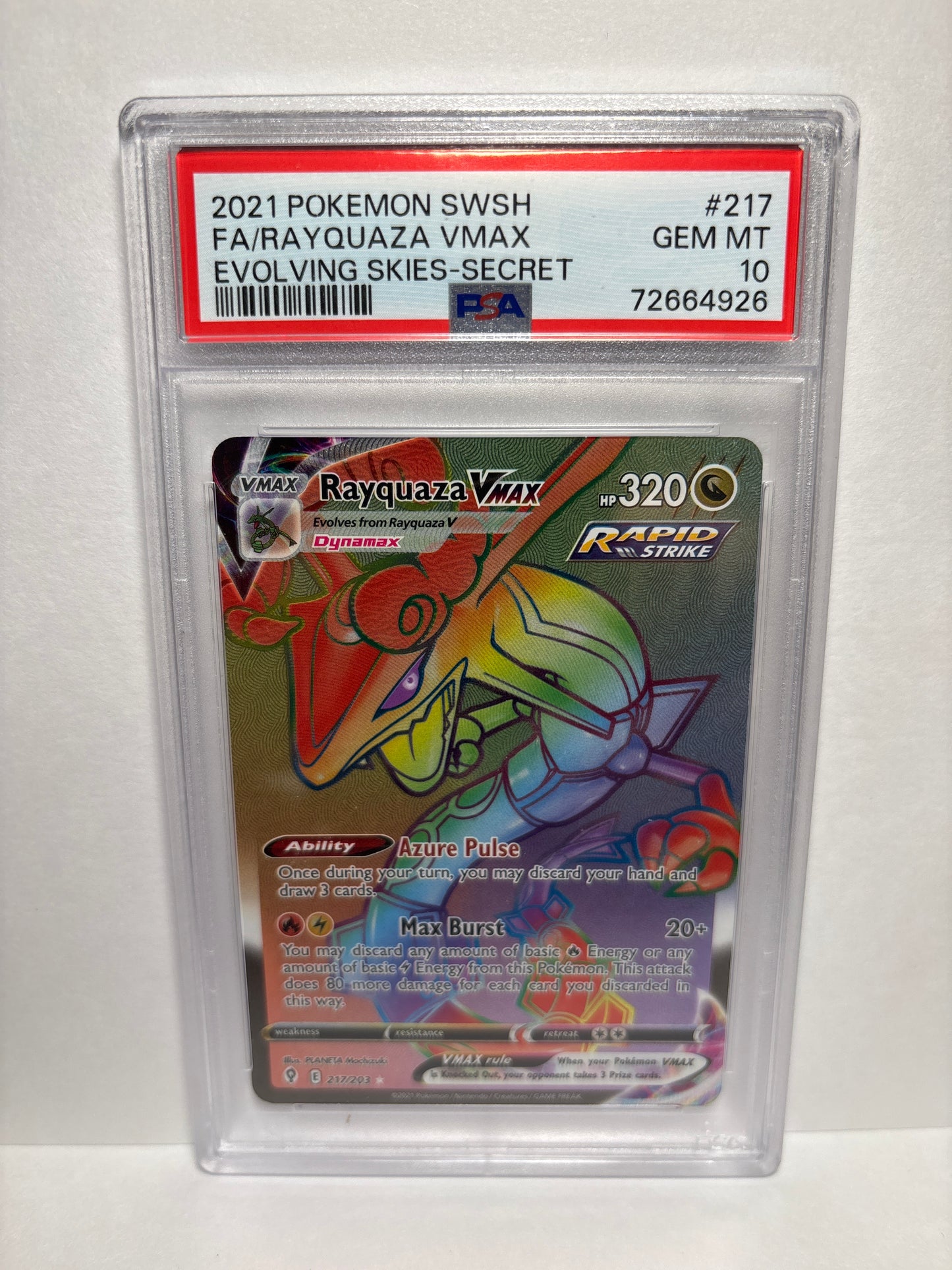 Pokemon Rayquaza VMAX 217/203 PSA 10