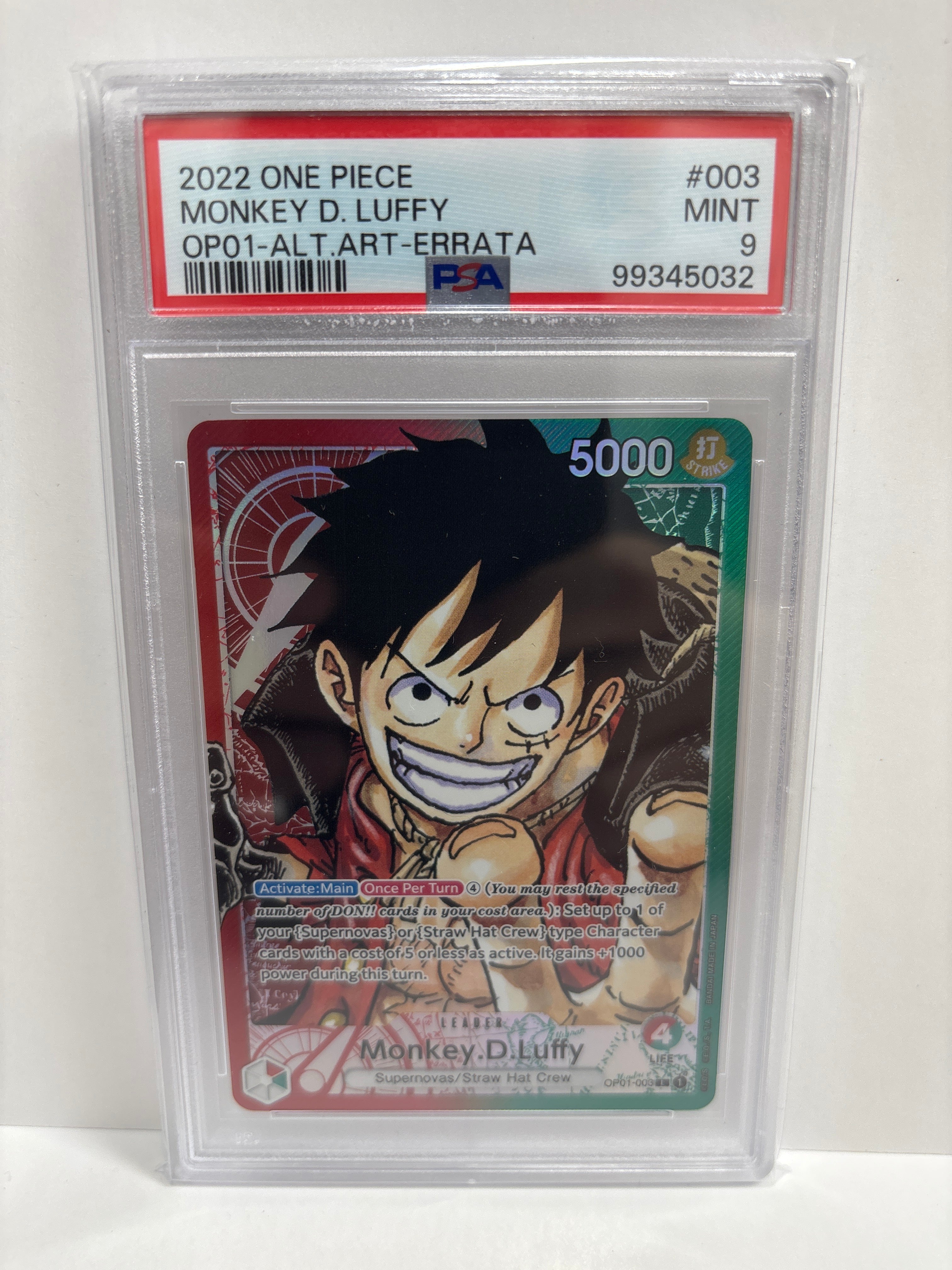 One Piece TCG Monkey D. Luffy OP01-003 PSA 9 – Zapp! Comics