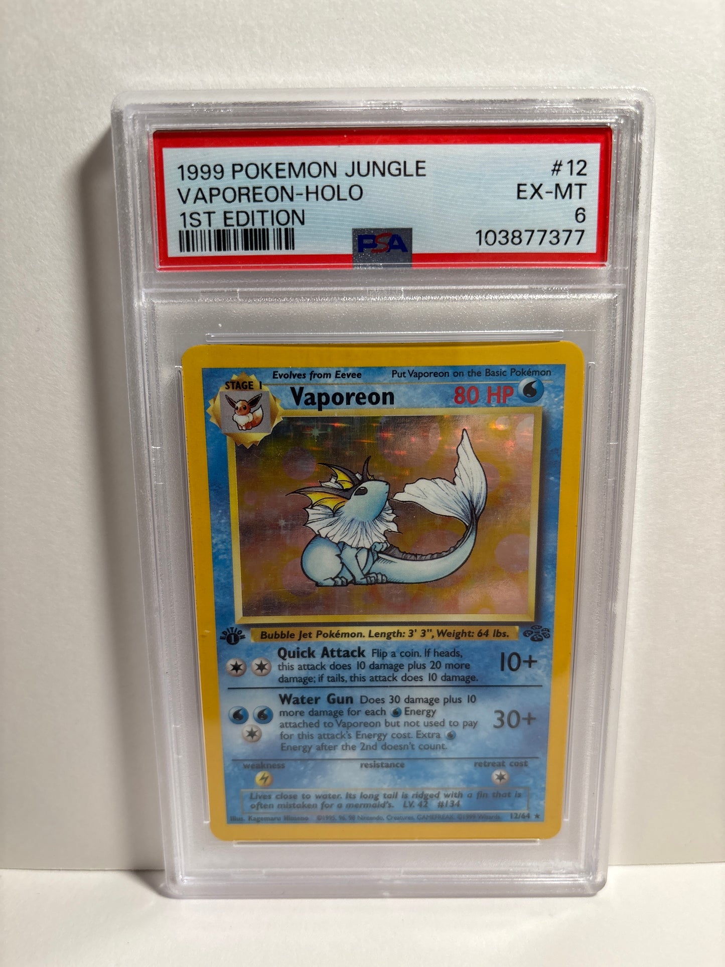 Pokemon Vaporeon 12/64 1st Edition (1999) PSA 6