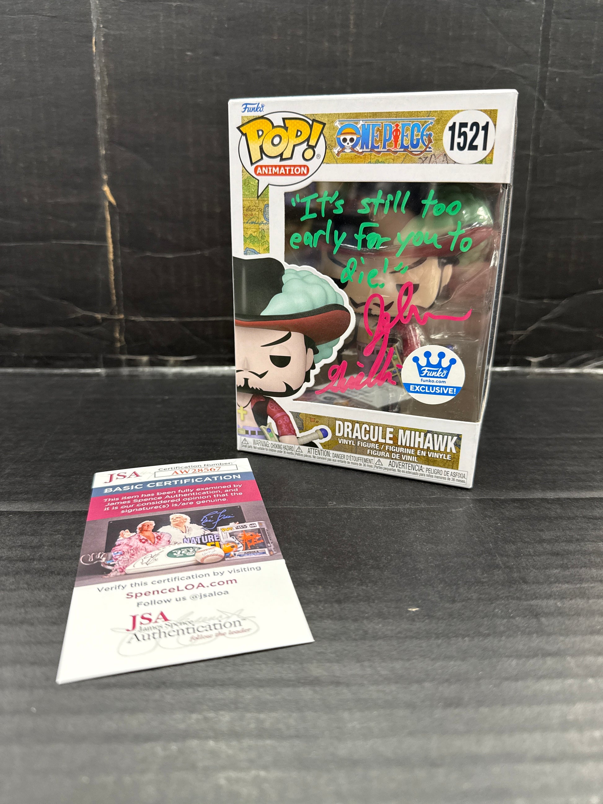Mihawk Funo Funko Pop! One Piece Dracule Mihawk 1521 Funko Shop Exclusive Signed b ...