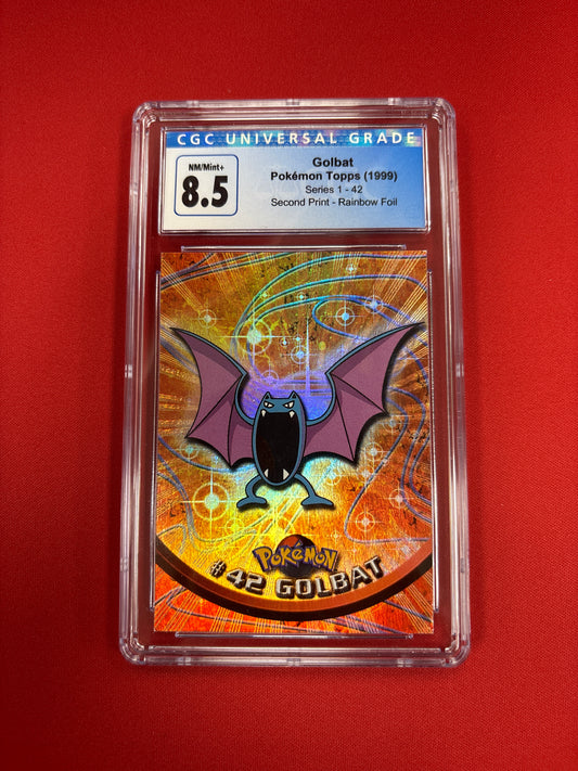 Pokemon Topps Series 1 Golbat #42 2nd Print Raibow FOIL (1999) CGC 8.5