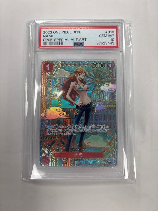 One Piece TCG Japanese Nami OP01-016 SP PSA 10