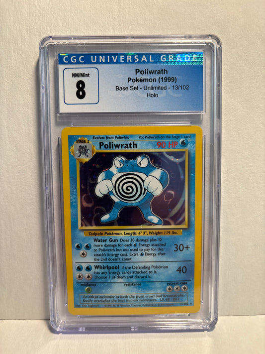 Pokemon Poliwrath 13/102 (1999) CGC 8