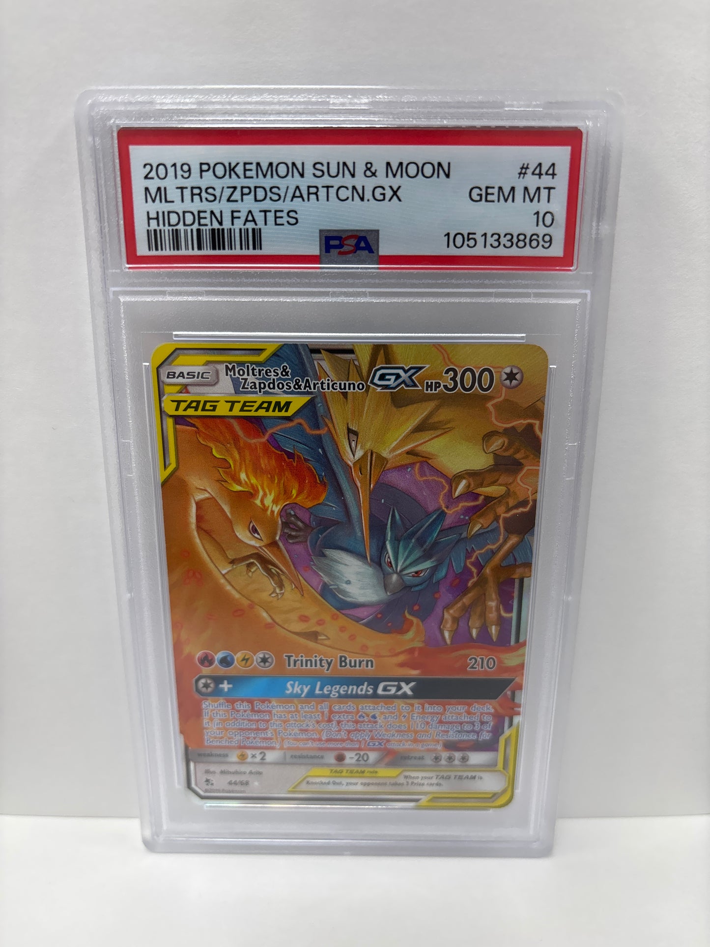 Pokemon Moltres & Zapdos & Articuno GX 44/68 PSA 10