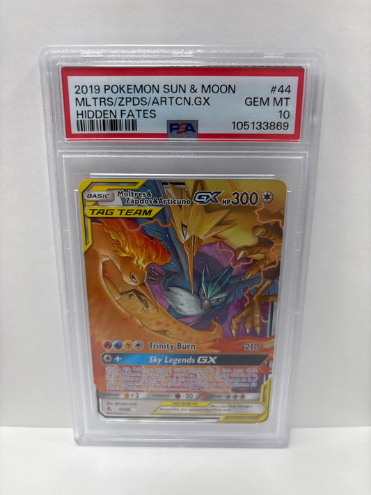 Pokemon Moltres & Zapdos & Articuno GX 44/68 PSA 10