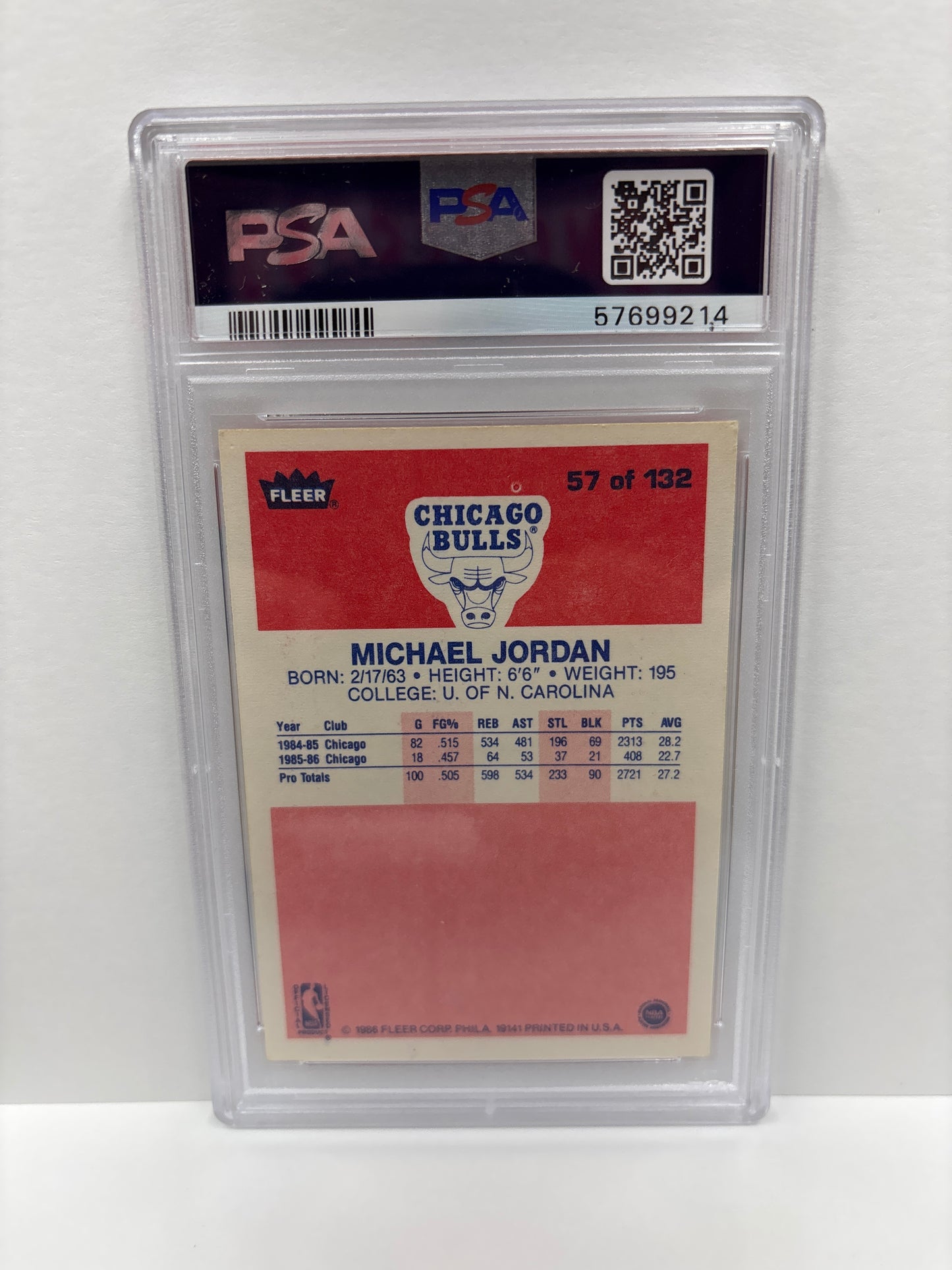 1986 Fleer Michael Jordan #57 PSA 6