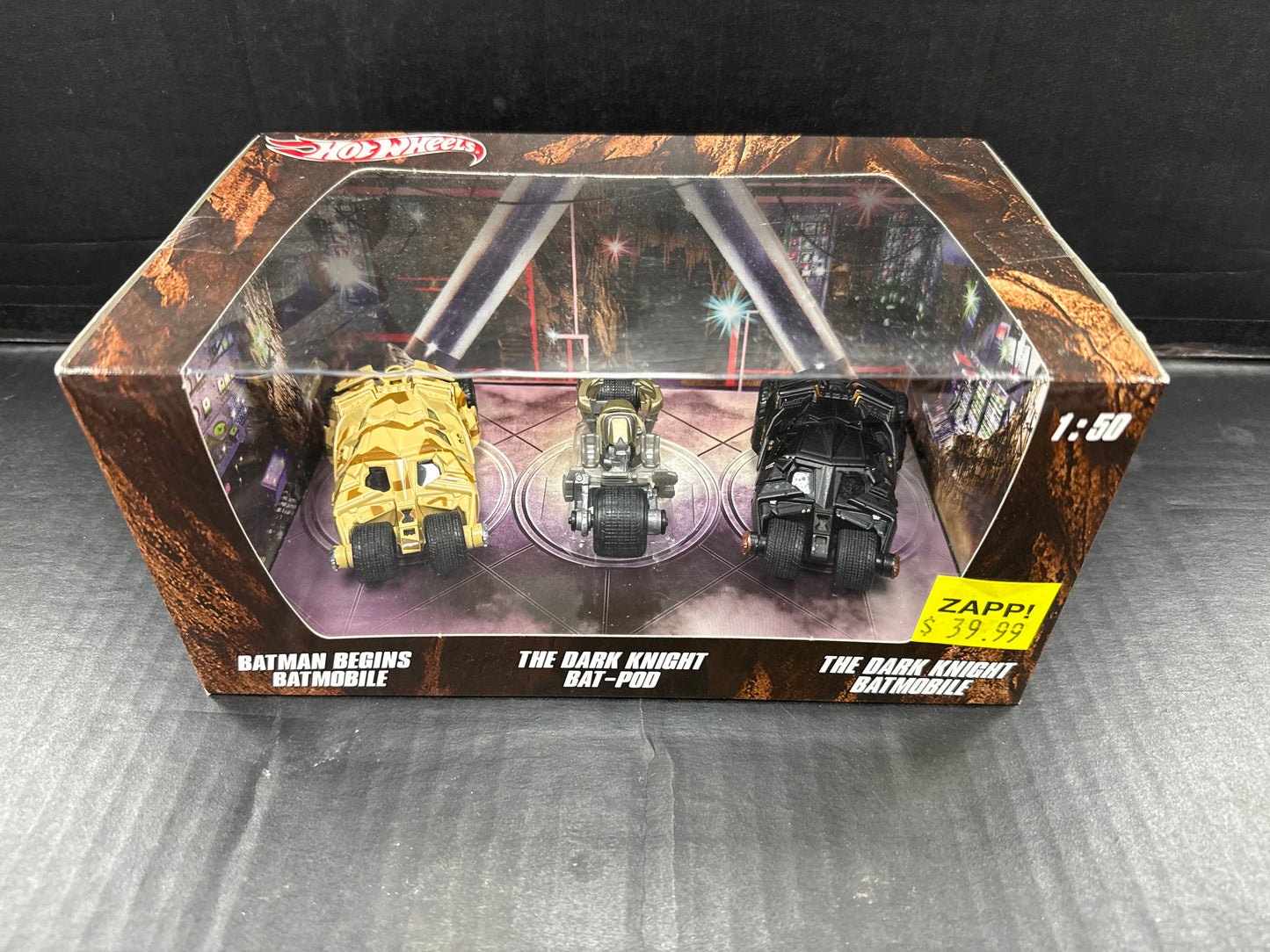 Hot Wheels Batman Batmobile 3 Pack - Batman Begins Batmobile, The Dark Knight Bat-Pod, The Dark Knight Batmobile