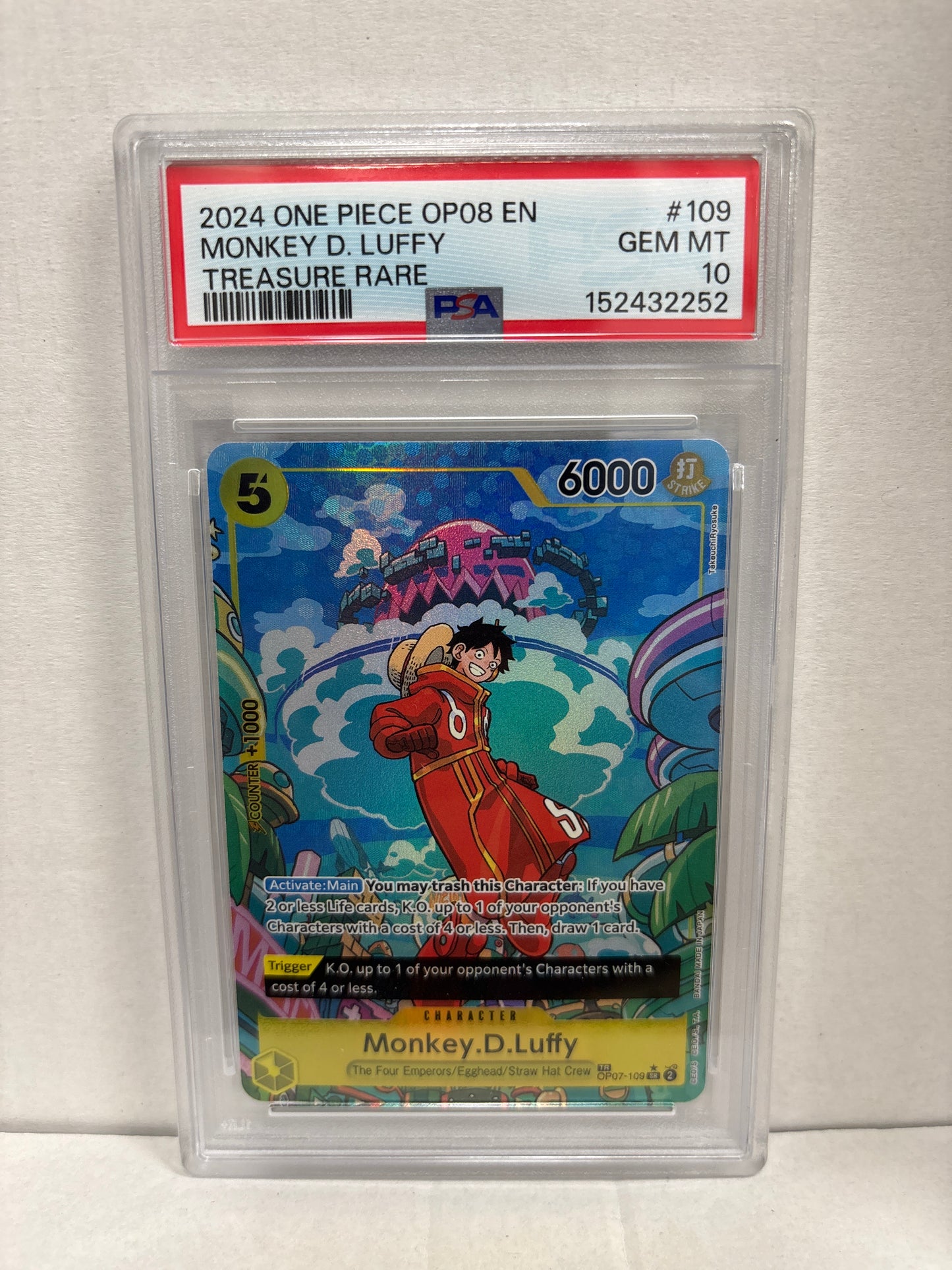 One Piece Card Game Monkey D. Luffy OP07-109 PSA 10